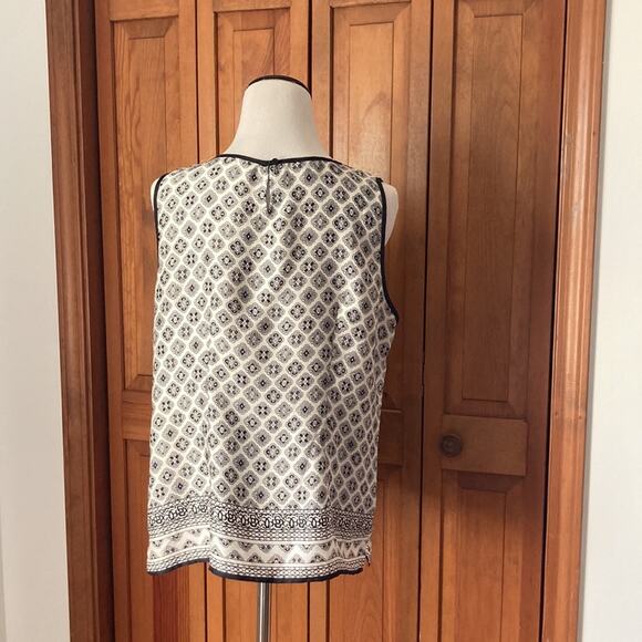 Talbots Black & White Print Semi Sheer Shell, Size LP - Picture 4 of 10